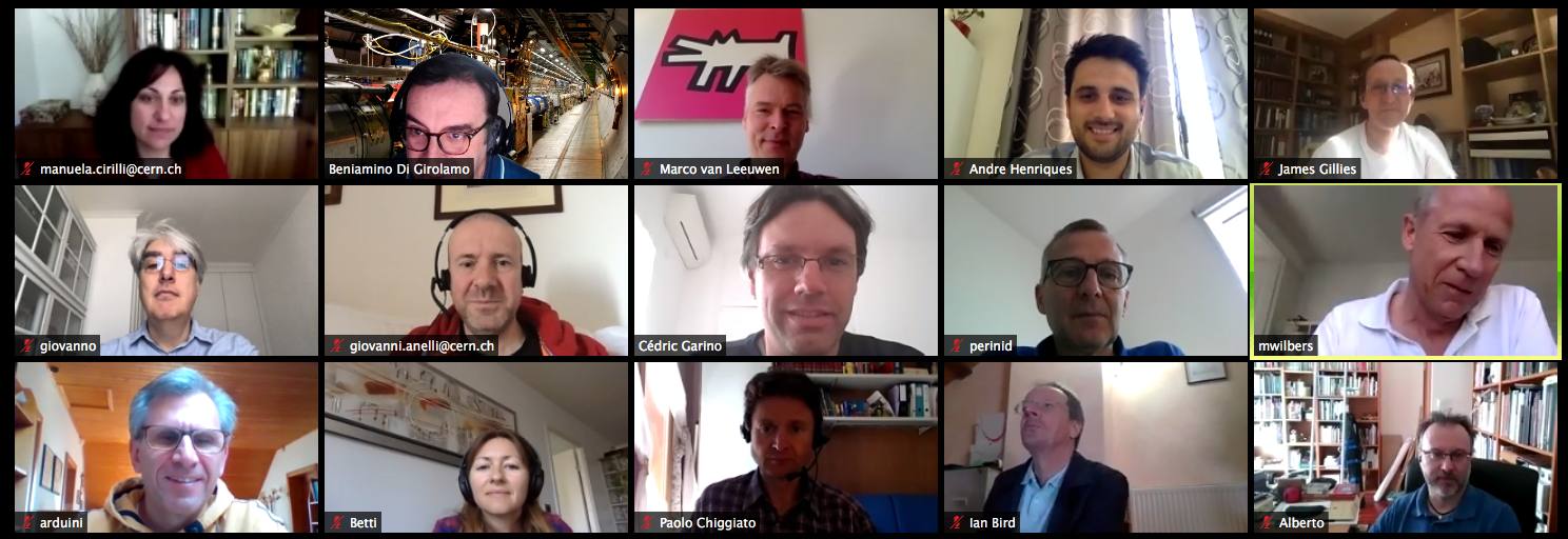 Some of the members of the CERN against COVID-19 task force during one of their regular online meetings.